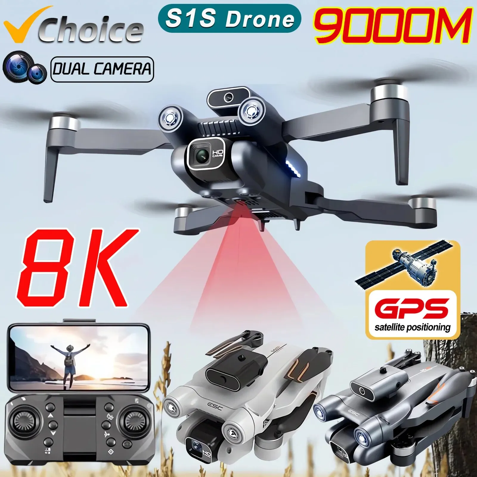 Drone Lidar - โดรนติด GPS 5G S1S ใหม่กล้องโดรน8K มอเตอร์ไร้แปรงถ่านไร้แปรงถ่านสำหรับมืออาชีพโดรนกล้อง